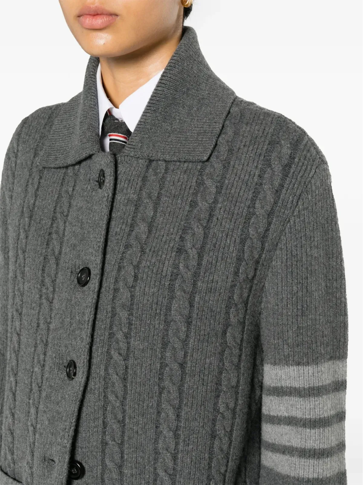 Thom Browne ケーブルニット ボンバージャケット - 画像5