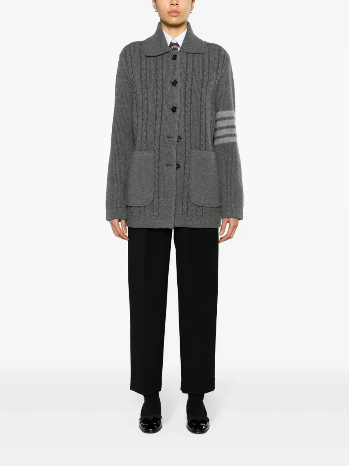Thom Browne ケーブルニット ボンバージャケット - 画像2