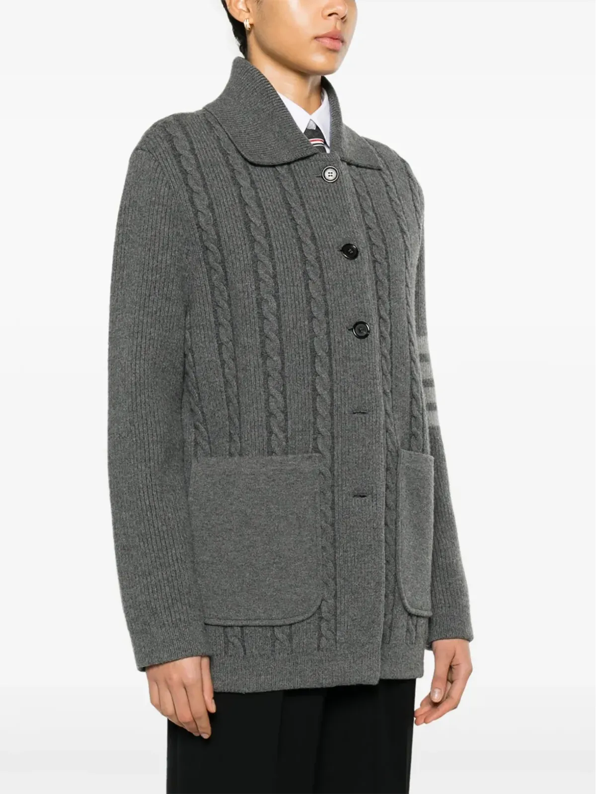 Thom Browne ケーブルニット ボンバージャケット - 画像3