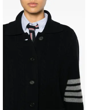 Thom Browne スプレッドカラー ケーブルニット カーディガン - ブルー - サムネイル5