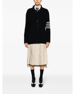 Thom Browne スプレッドカラー ケーブルニット カーディガン - ブルー - サムネイル2