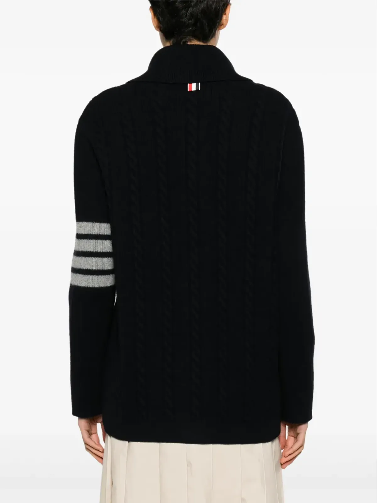 Thom Browne スプレッドカラー ケーブルニット カーディガン - ブルー - 画像4