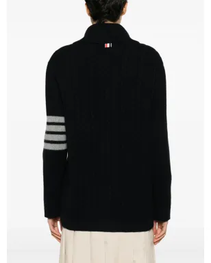 Thom Browne スプレッドカラー ケーブルニット カーディガン - ブルー - サムネイル4