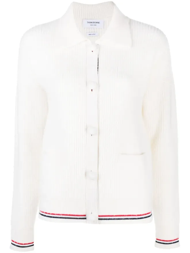 Thom Browne Thom Browne RWBストライプディテールのワッフルニットカーディガンの商品画像