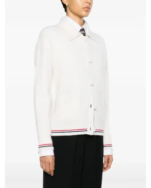 Thom Browne RWBストライプディテールのワッフルニットカーディガン - サムネイル3