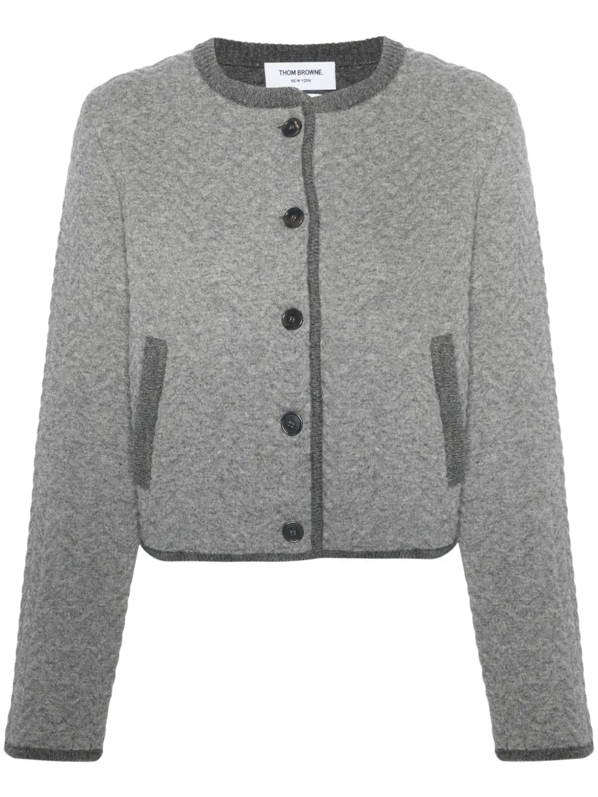 Thom Browne ヘリンボーン3Dニット カーディガン - グレー - 画像1