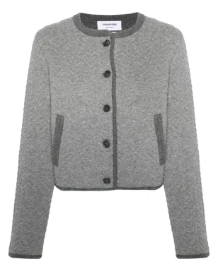 Thom Browne ヘリンボーン3Dニット カーディガン - グレー - サムネイル1