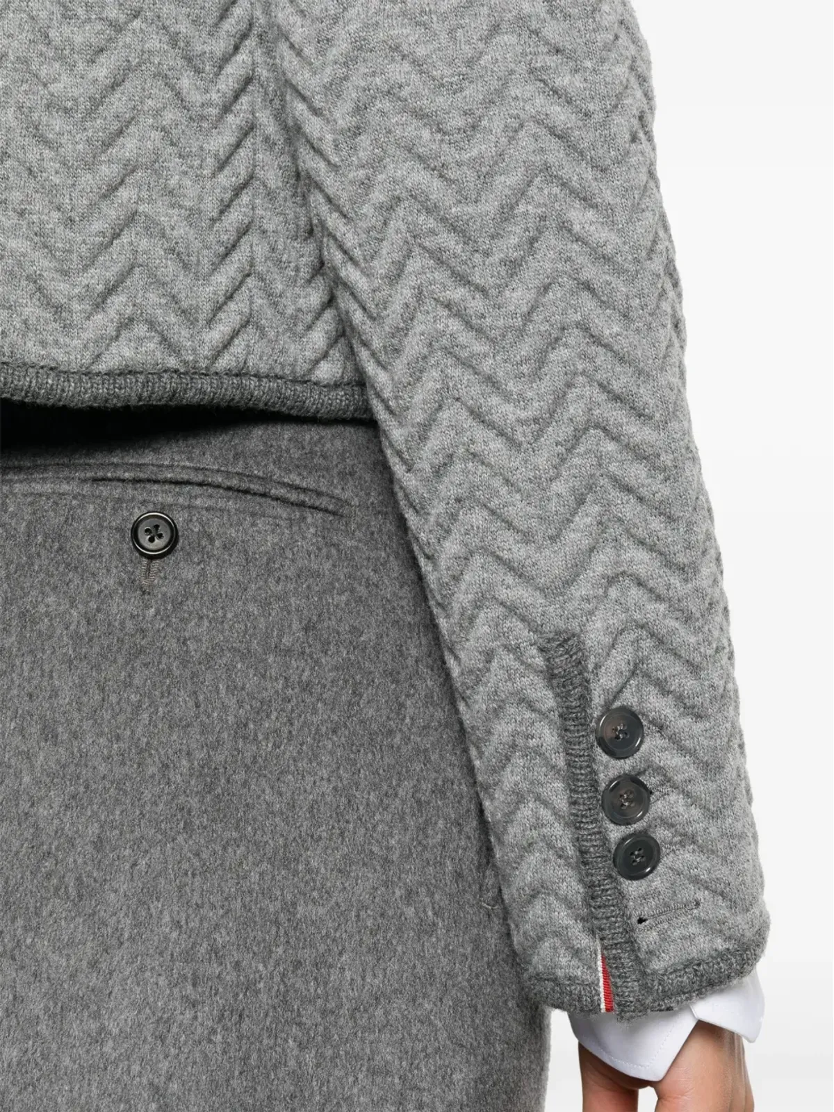 Thom Browne ヘリンボーン3Dニット カーディガン - グレー - 画像5