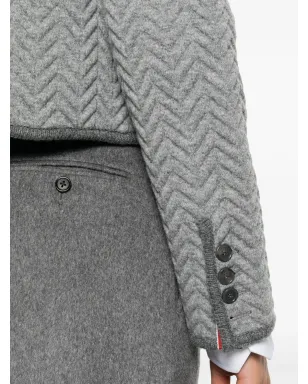 Thom Browne ヘリンボーン3Dニット カーディガン - グレー - サムネイル5