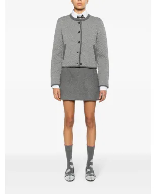 Thom Browne ヘリンボーン3Dニット カーディガン - グレー - サムネイル2