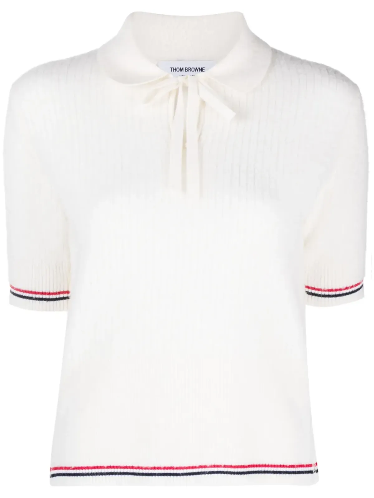 Thom Browne RWBストライプ ニットTシャツ - ホワイト - 画像1