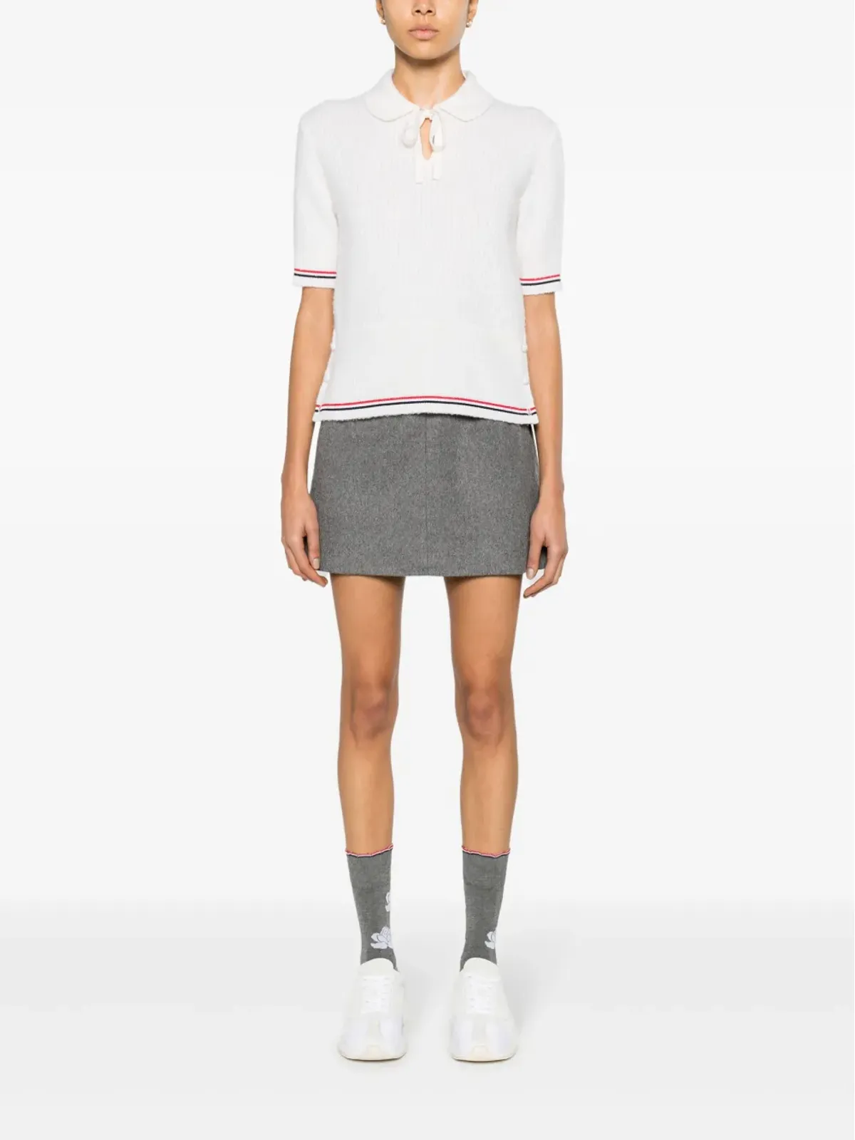 Thom Browne RWBストライプ ニットTシャツ - ホワイト - 画像2