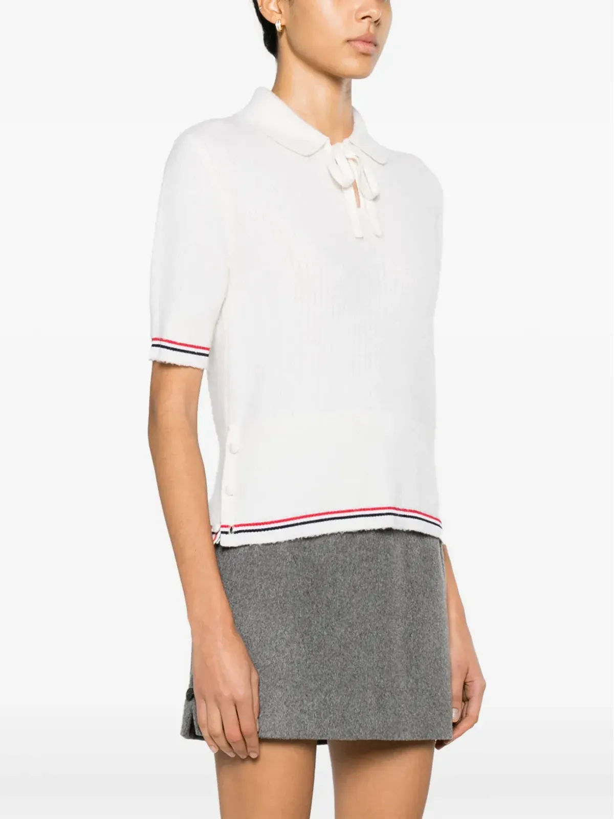 Thom Browne RWBストライプ ニットTシャツ - ホワイト - 画像3
