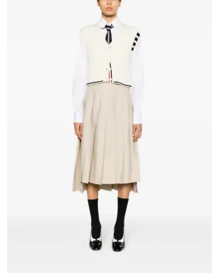 Thom Browne 4バー・ストライプのイントアルシア編みベスト - ホワイト - サムネイル2