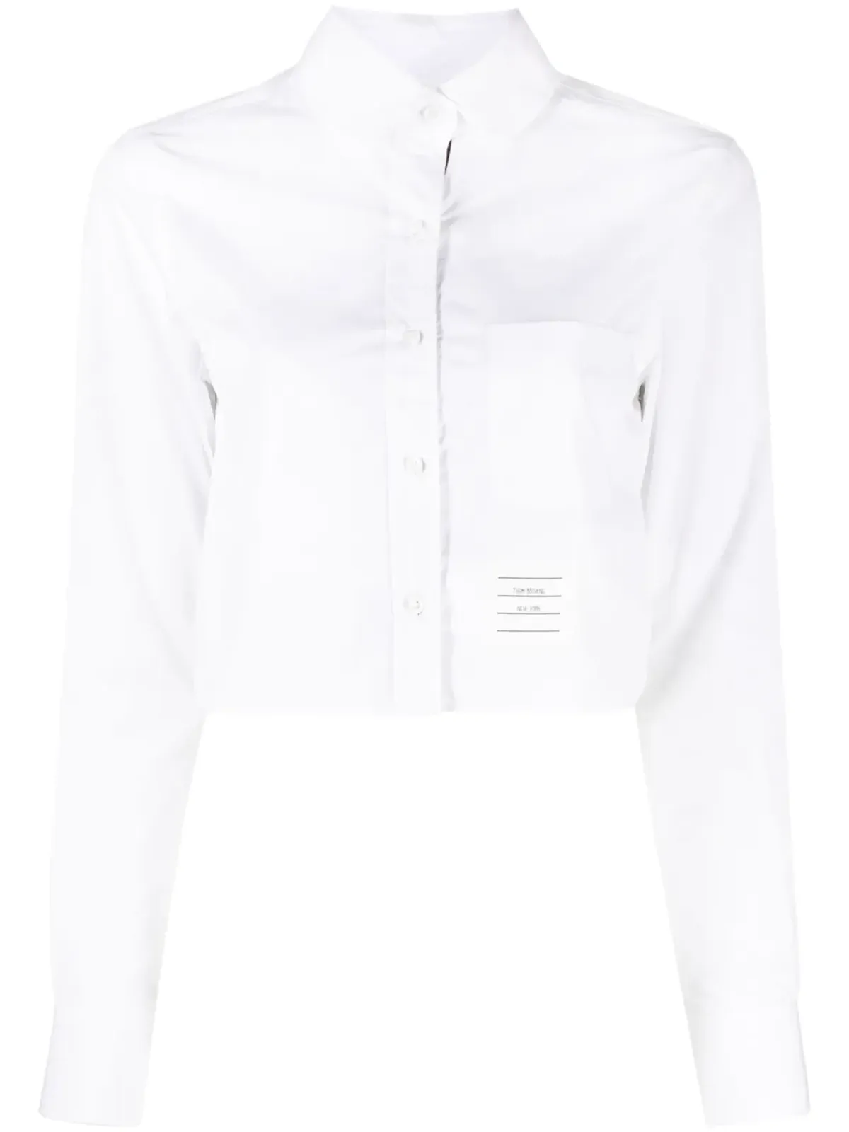 Thom Browne ロゴパッチ付きクロップドシャツ - ホワイト - 画像1