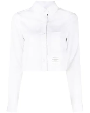 Thom Browne ロゴパッチ付きクロップドシャツ - ホワイト - サムネイル1