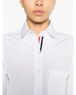 Thom Browne ロゴパッチ付きクロップドシャツ - ホワイト - サムネイル5
