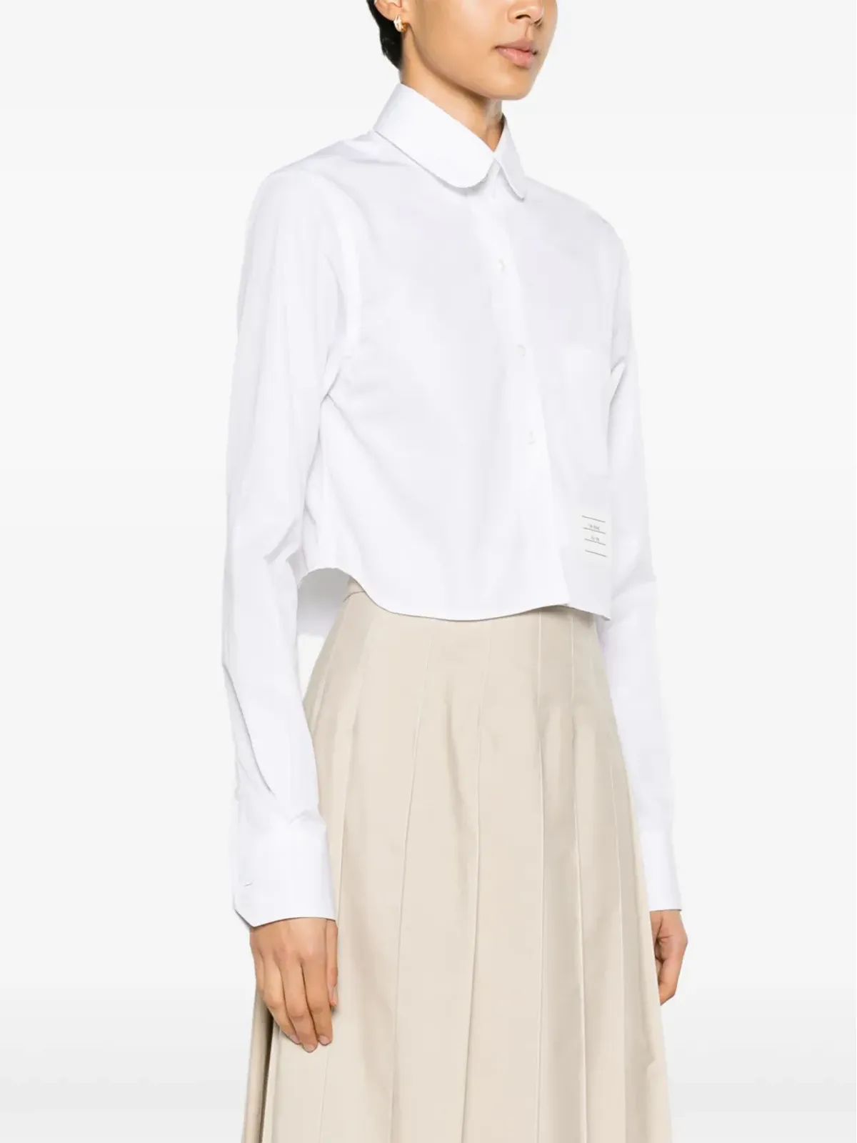 Thom Browne ロゴパッチ付きクロップドシャツ - ホワイト - 画像3