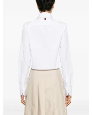 Thom Browne ロゴパッチ付きクロップドシャツ - ホワイト - サムネイル4