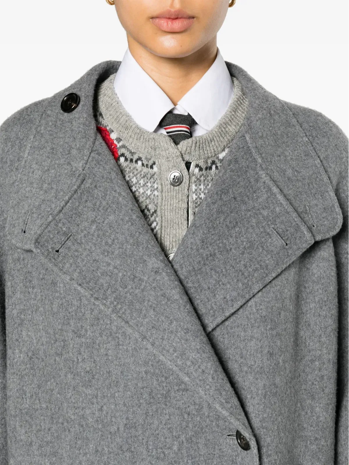Thom Browne ウールブレンド マキシコート グレー - 画像5