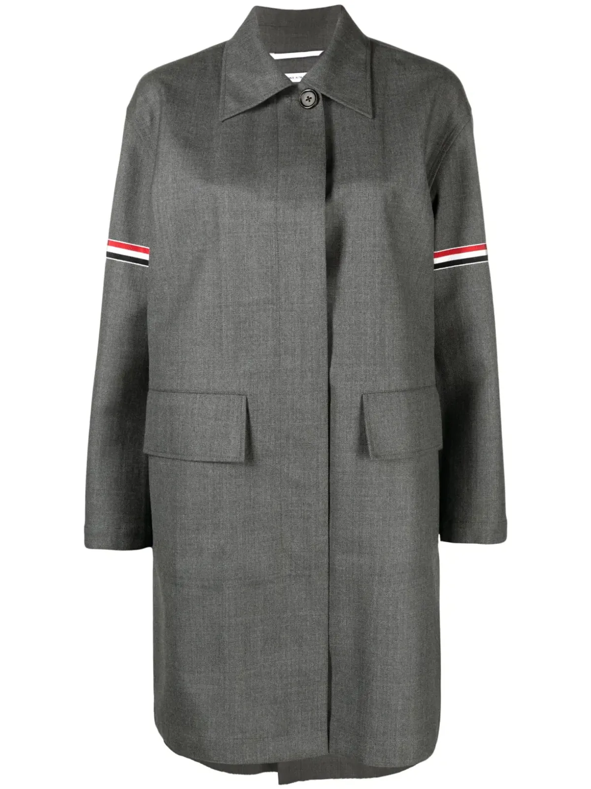 Thom Browne RWBストライプツイルコート - グレー - 画像1