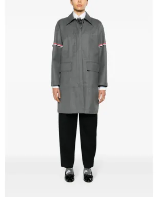 Thom Browne RWBストライプツイルコート - グレー - サムネイル2