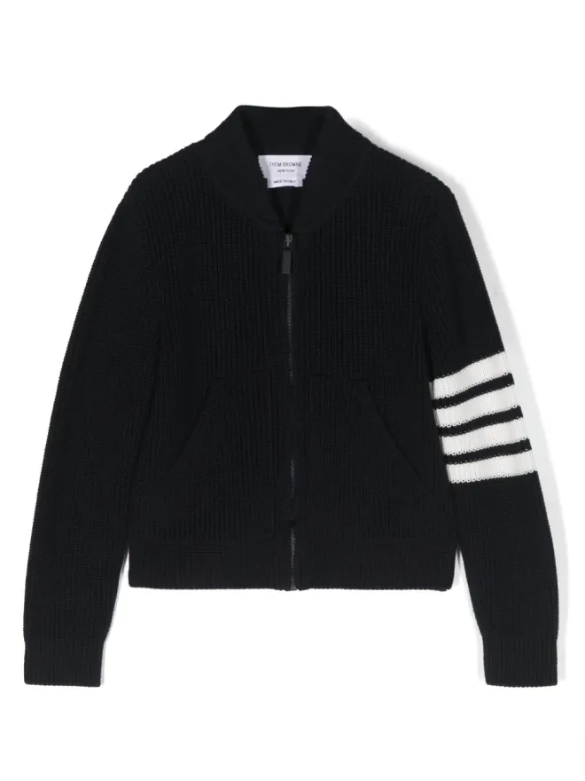 Thom Browne Kids Thom Browne Kids 4-Barジップアップカーディガンの商品画像
