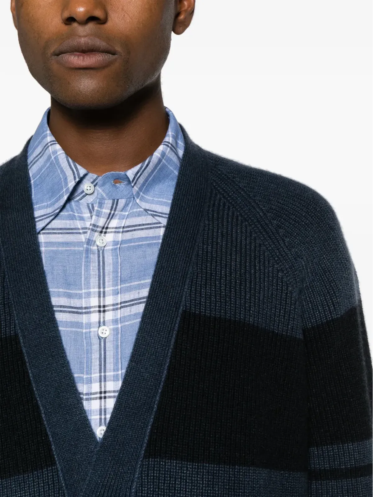 Thom Browne 4-Bar ストライプ カシミヤ カーディガン ブルー - 画像5