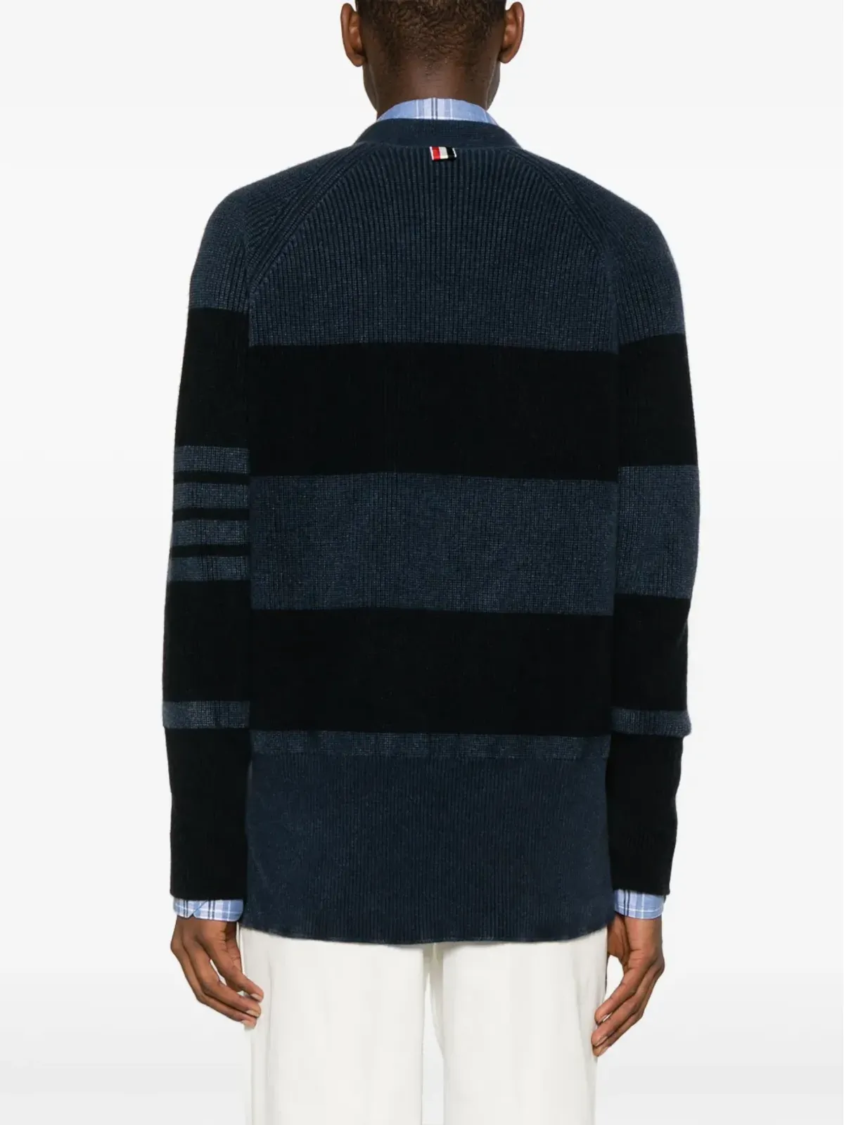 Thom Browne 4-Bar ストライプ カシミヤ カーディガン ブルー - 画像4