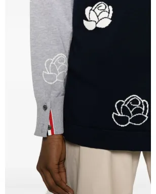 Thom Browne 4-Bar インターシャ カーディガン ブルー - サムネイル5