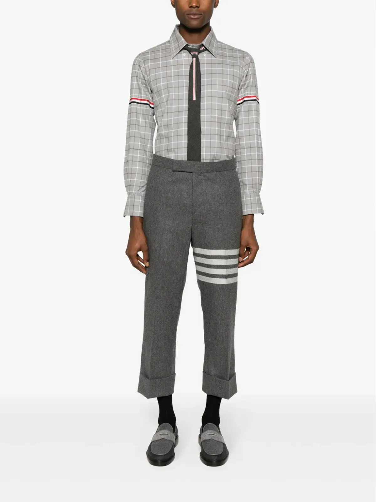 Thom Browne タッターサルチェック柄 コットンシャツ - グレー - 画像2