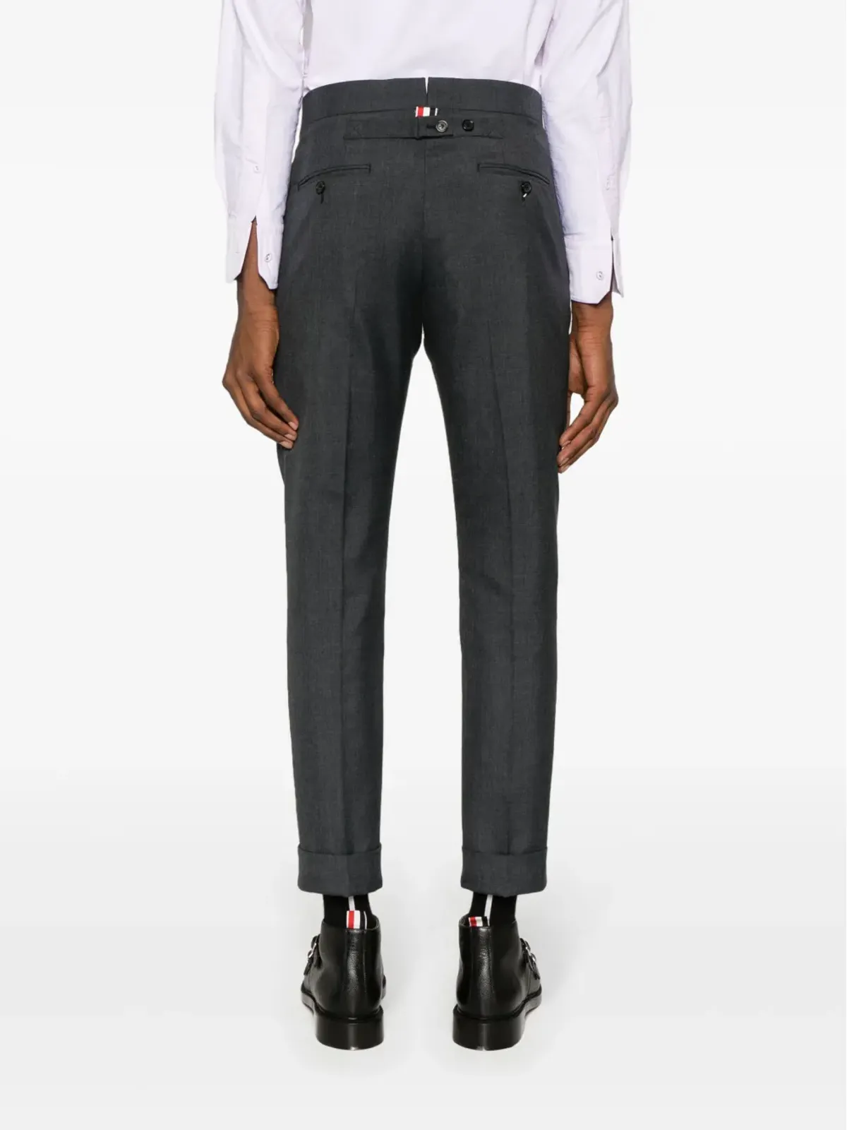 Thom Browne ミッドライズ スキニー・レッグ テーラードパンツ - グレー - 画像4