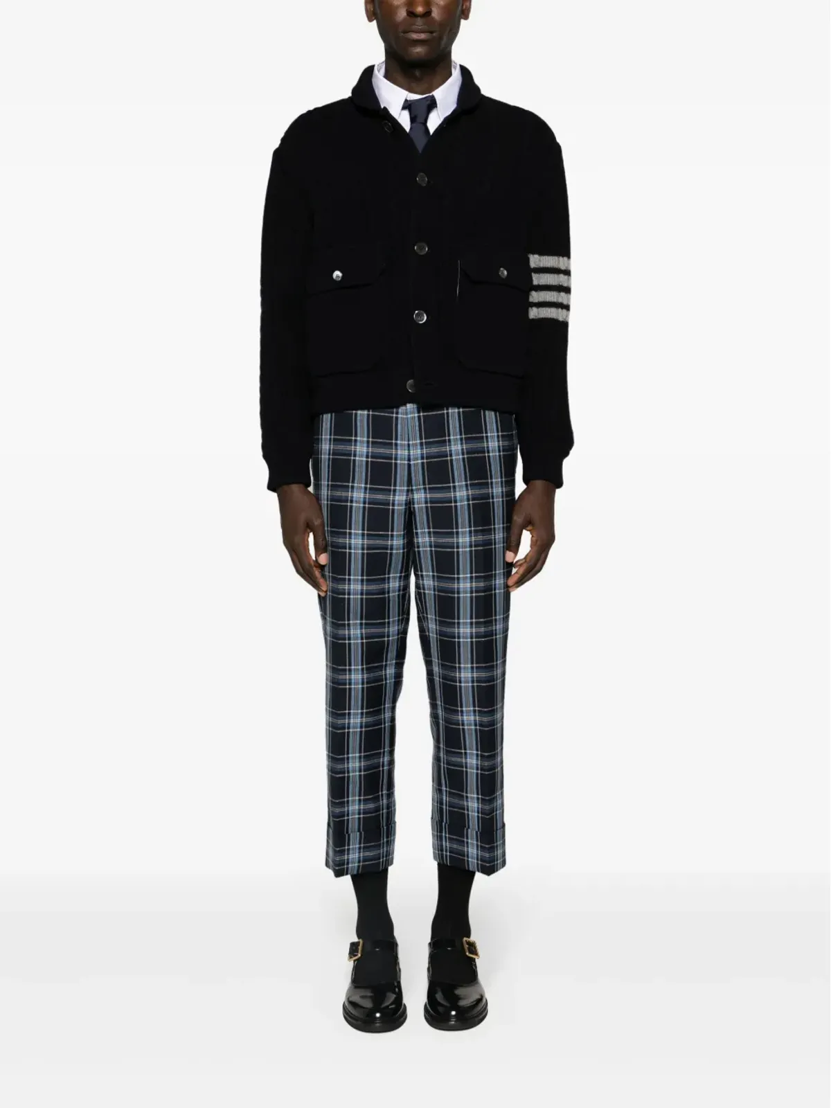 Thom Browne 4-Barストライプ ケーブルニット ジャケット ブルー - 画像2