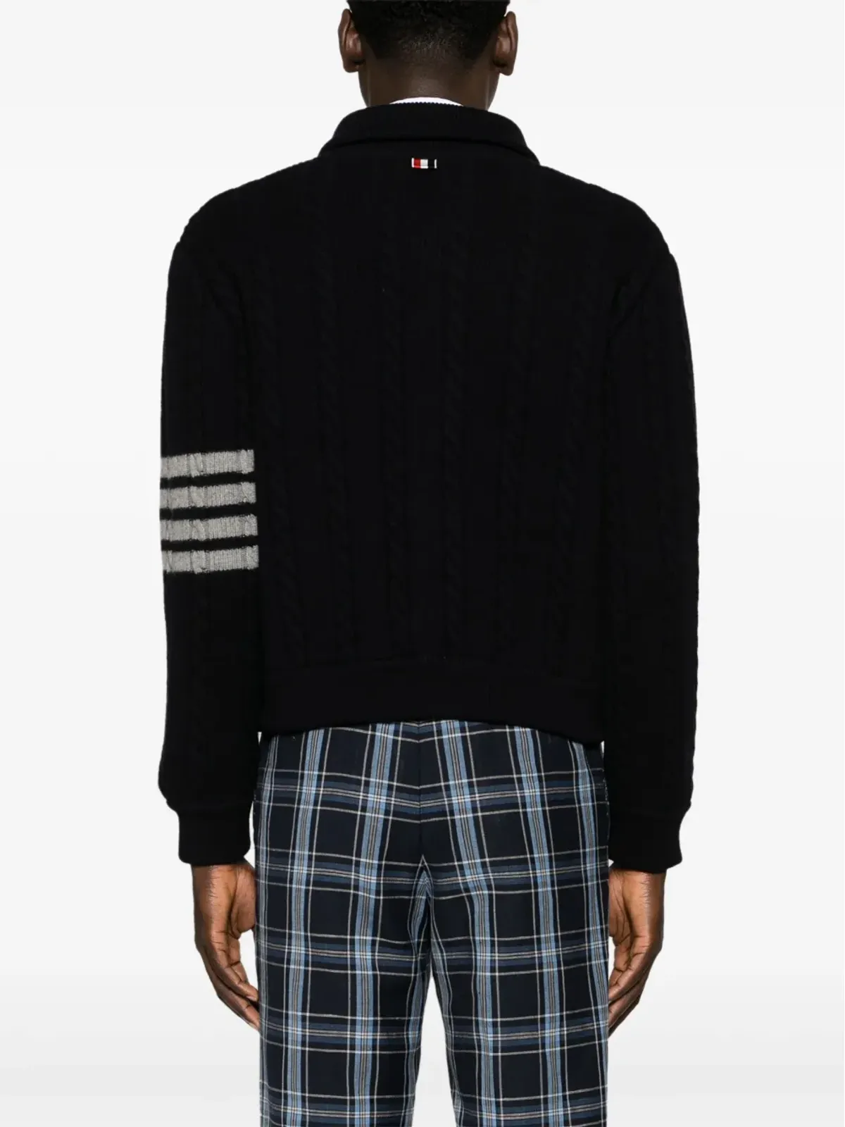 Thom Browne 4-Barストライプ ケーブルニット ジャケット ブルー - 画像4
