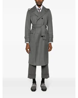Thom Browne ウール ダブルブレスト トレンチコート - グレー - サムネイル2