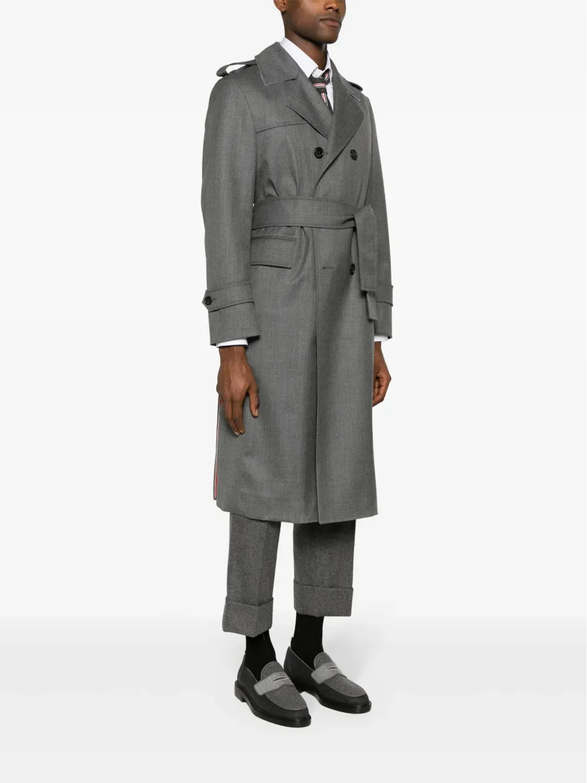 Thom Browne ウール ダブルブレスト トレンチコート - グレー - 画像3
