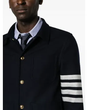 Thom Browne 4バー フェルト仕上げ シャツジャケット - ブルー - サムネイル5