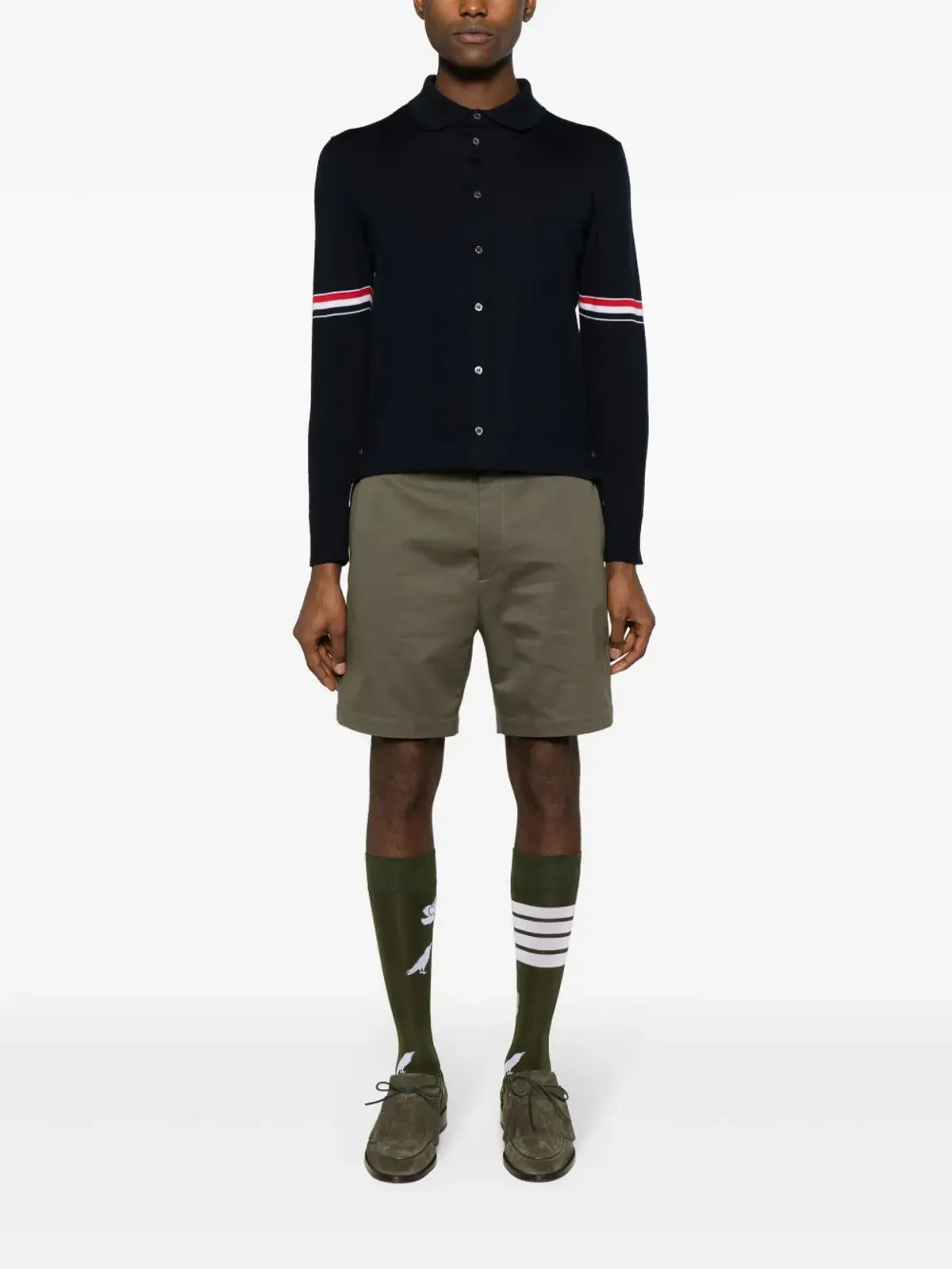 Thom Browne RWBストライプ ウール カーディガン ブルー - 画像2