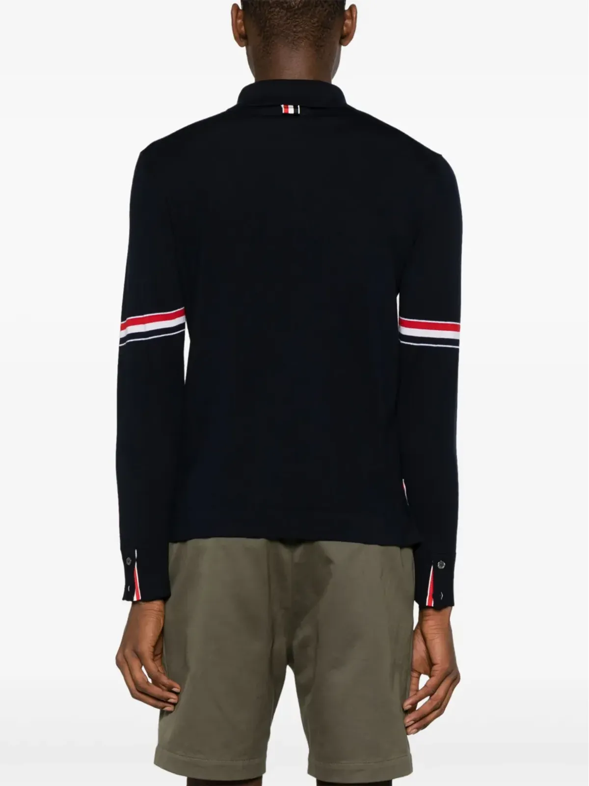 Thom Browne RWBストライプ ウール カーディガン ブルー - 画像4