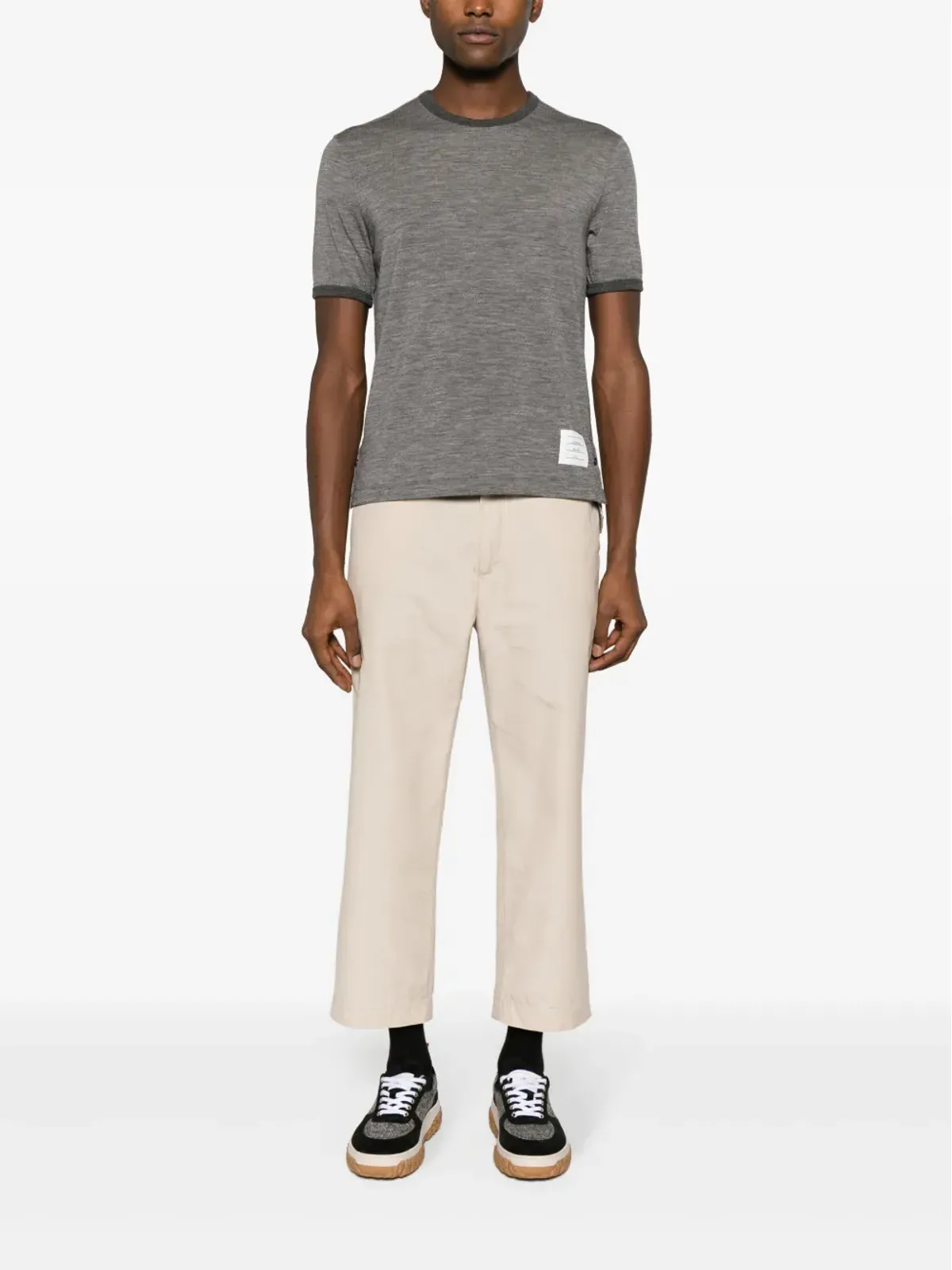 Thom Browne リンガー コットン Tシャツ グレー - 画像2