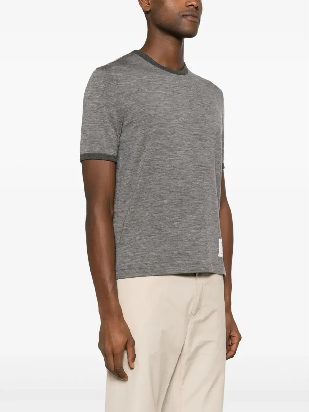Thom Browne リンガー コットン Tシャツ グレー - 画像3