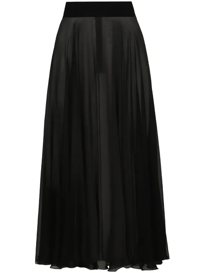 Dolce & Gabbana Dolce & Gabbana シルクシフォン プリーツ ミディスカート - ブラックの商品画像