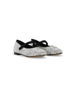 Dolce & Gabbana Kids ロゴプレート付きラインストーン バレリーナシューズ - シルバー - サムネイル2