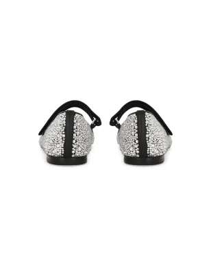 Dolce & Gabbana Kids ロゴプレート付きラインストーン バレリーナシューズ - シルバー - サムネイル3
