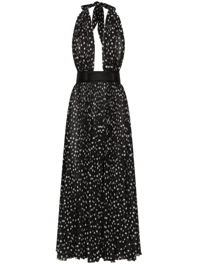Dolce & Gabbana Dolce & Gabbana ポルカドット柄ハルタネックドレスの商品画像