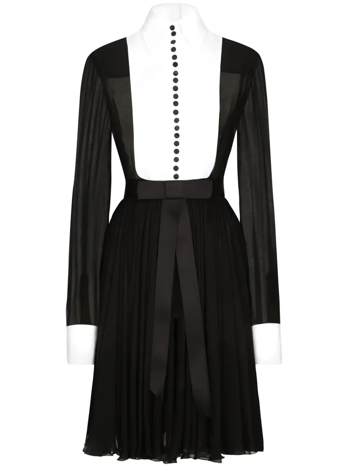 Dolce & Gabbana ビブカラー・シルク混紡シャツドレス - ブラック - 画像1