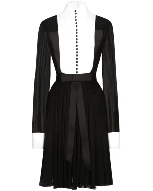 Dolce & Gabbana ビブカラー・シルク混紡シャツドレス - ブラック - サムネイル1