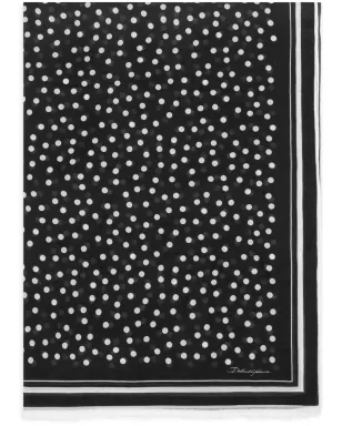 Dolce & Gabbana ポルカドット柄モーダル混紡スカーフ - ブラック - サムネイル1