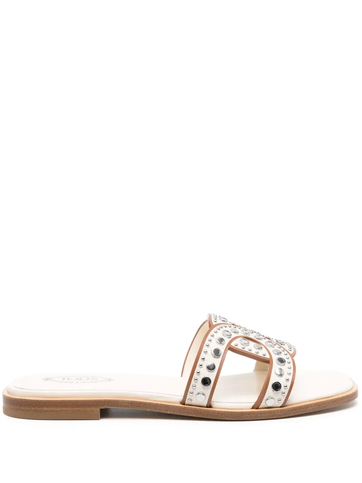 Tod's スタッズ付きレザーサンダル（ニュートラルカラー） - 画像1