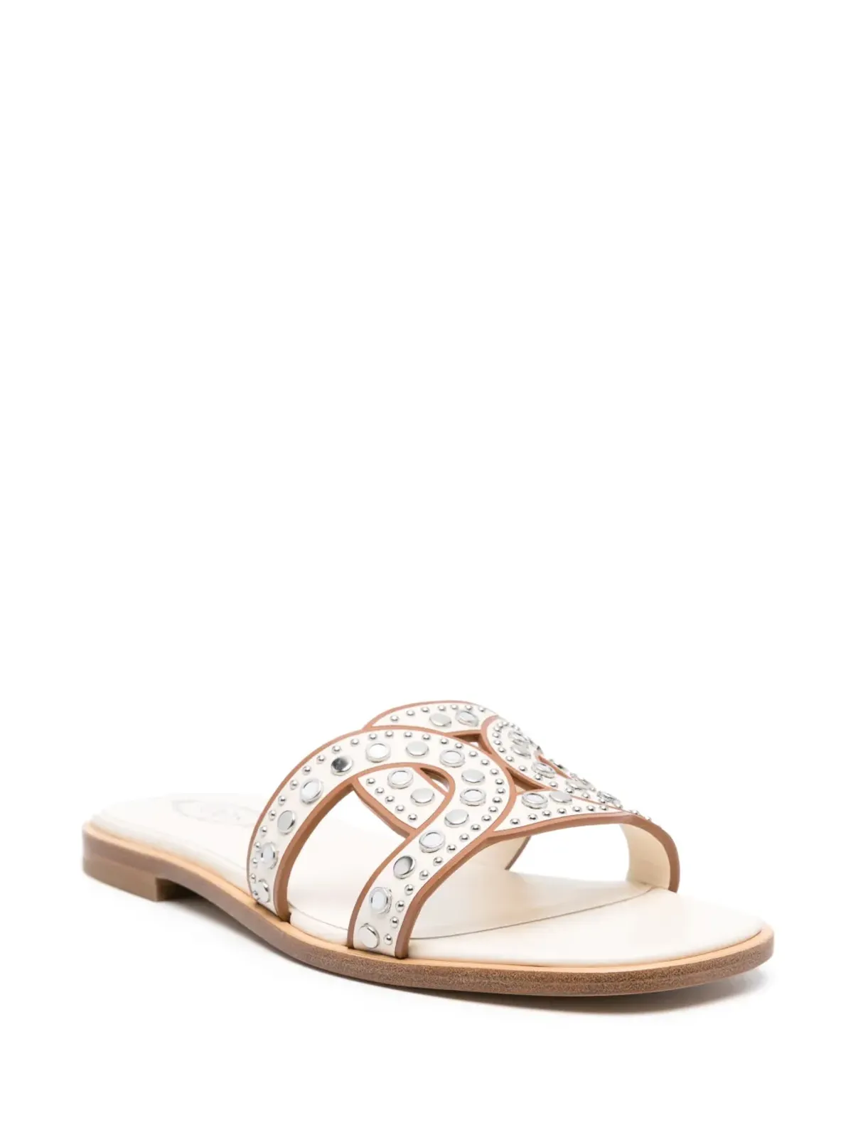 Tod's スタッズ付きレザーサンダル（ニュートラルカラー） - 画像2